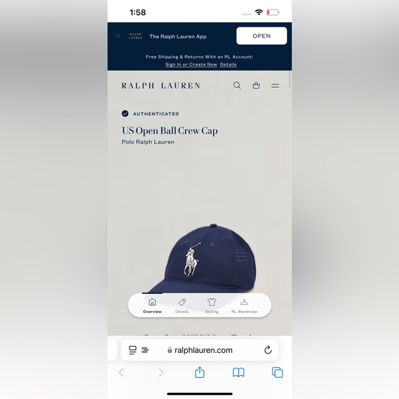 AUTHENTICATED- US Open Ball Crew Cap
Polo Ralph Lauren - Picture 5 of 8